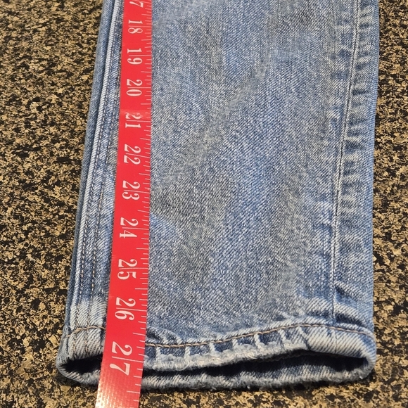 American Eagle Strigid Mid Rise Distressed Jeans 000 Regular Tapered Leg Ripped - Picture 10 of 11